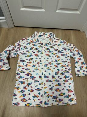 Vintage 1986 Ken Done Art to Wear 3/4 Length Sleeve Zip Up Fish Sweatshirt Sz S